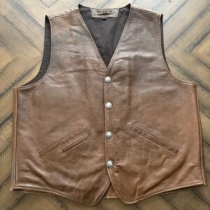 Coronado Leather Vest Mens 48 Brown Concealed Carry Holster Buffalo Nickel Snap